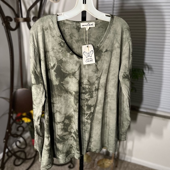 JOHNNY WAS ‘BLAKE’ NWT AUTHENTIC OLIVE BRANCH TIE DYE LONG SLEEVES T-SHIRT - Picture 3 of 17